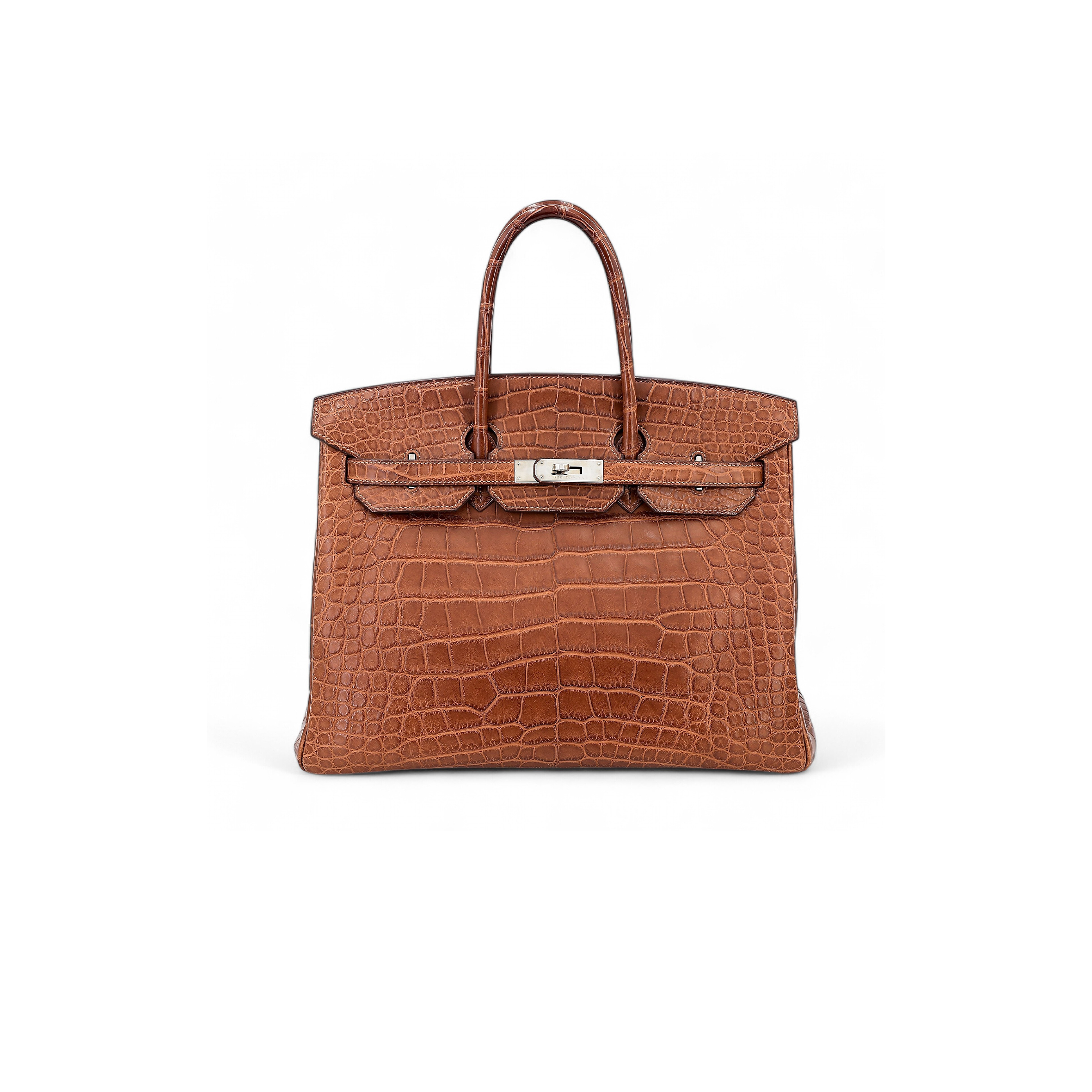 h**mes master birkin 35 crocodile leather G01den brown gold buckle h041367ck02 (35*28*18cm)